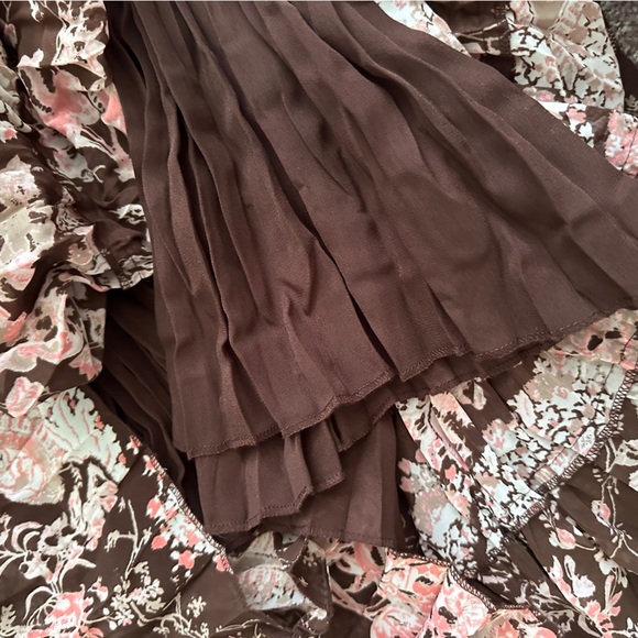 Y2K‎ Emma James Brown Paisley Floral Pleated Tiered Midi Skirt Women’s Size 14 - Picture 14 of 15